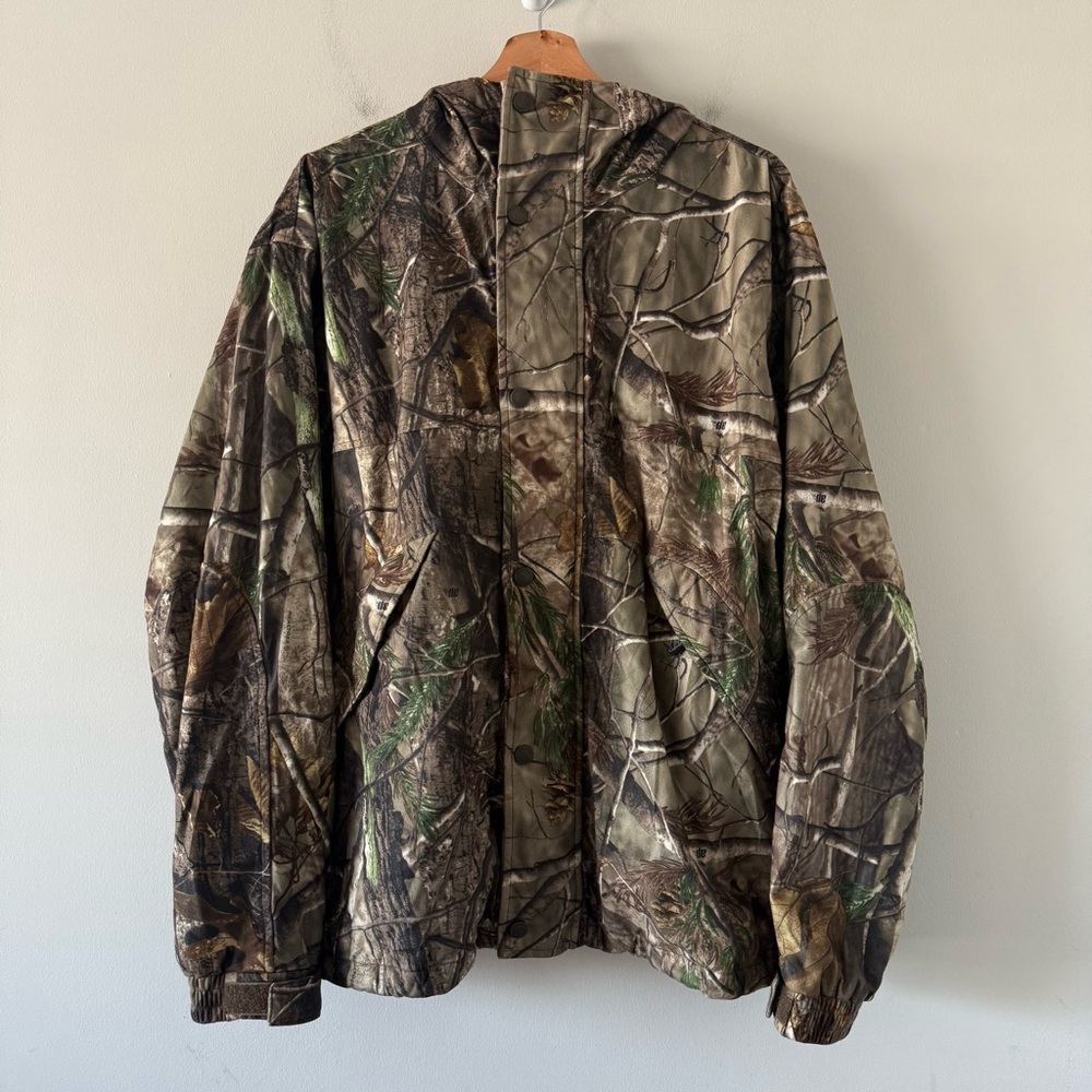 Cabelas Dry Plus Camo Hooded Mesh Lined Full Zip Jacket Mens XL Hunting Outdoor